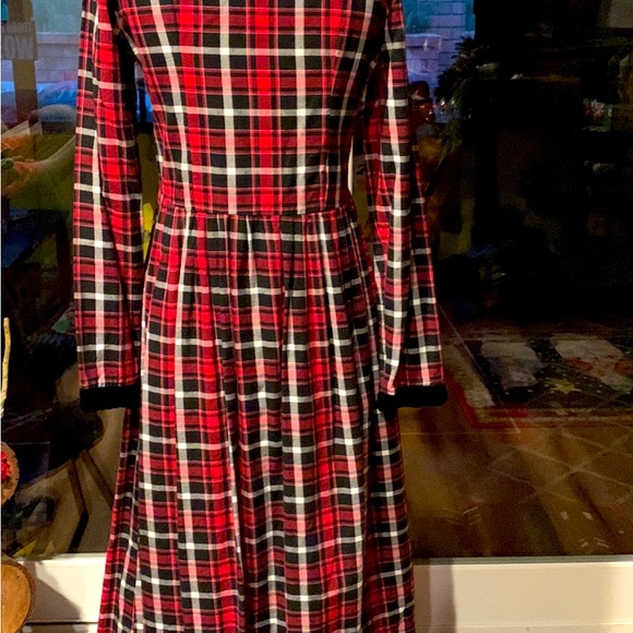 DRESS VINTAGE 80’S LANZ OF SALZBURG PLAID PRAIRIE OR COTTAGE STYLE MIDI SIZE S - Picture 5 of 6